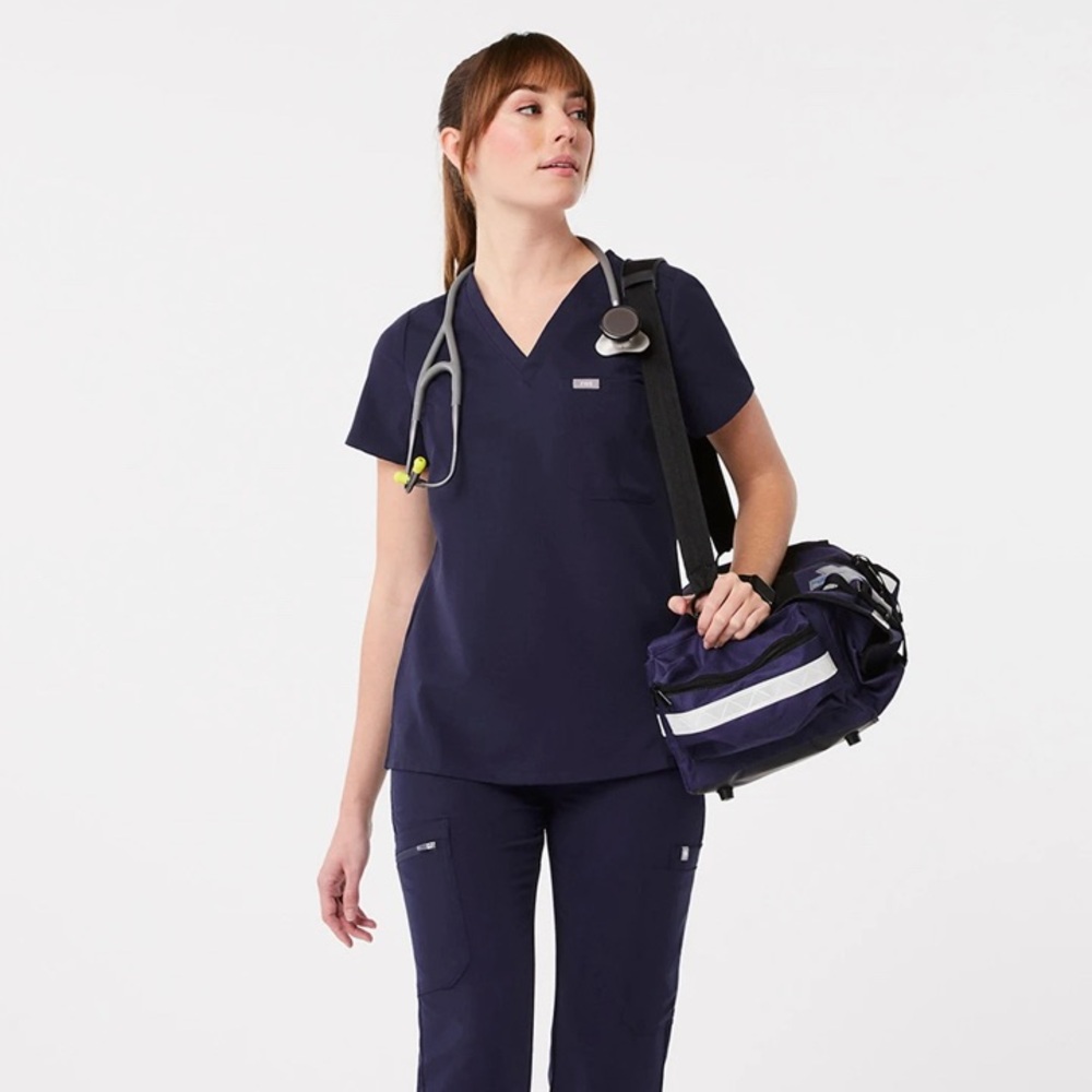 Figs Womens Navy Catarina scrub top